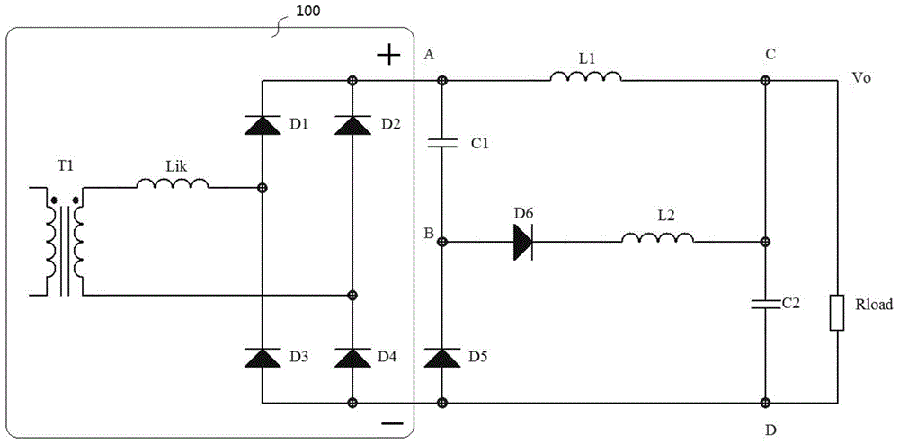 A non-destructive absorbing circuit for output rectifier tube of switching power supply and switching power supply