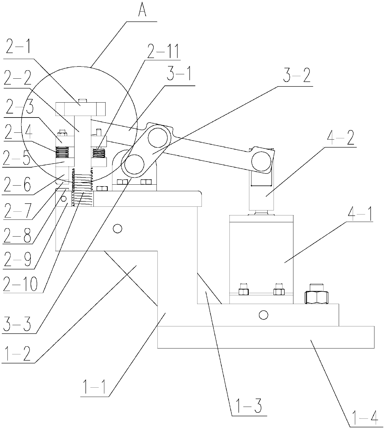 Pneumatic flexible electrode heating clamping device for aluminum alloy member and in-mold quenching forming method