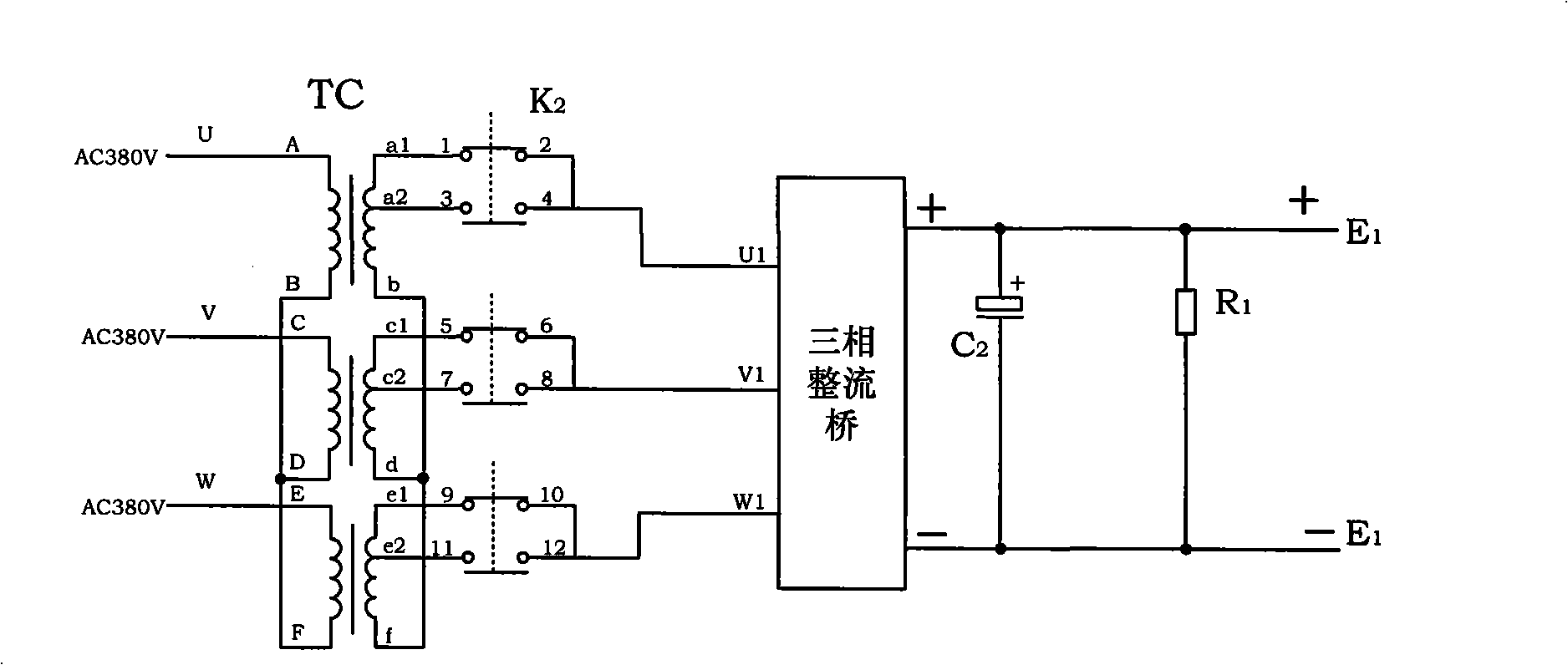 Numerical control double-power mode multifunctional impulsing power source for electrospark wire-electrode cutting processing