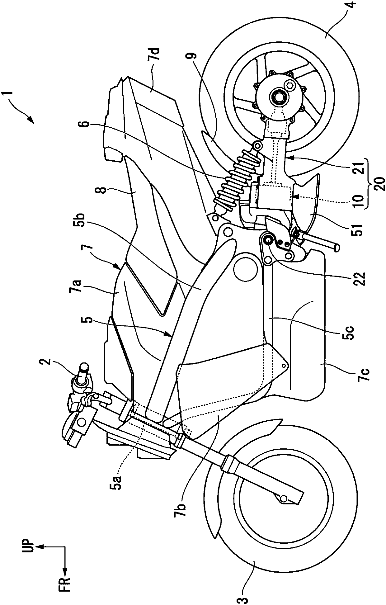 Swing arm structure for saddle riding electric vehicle