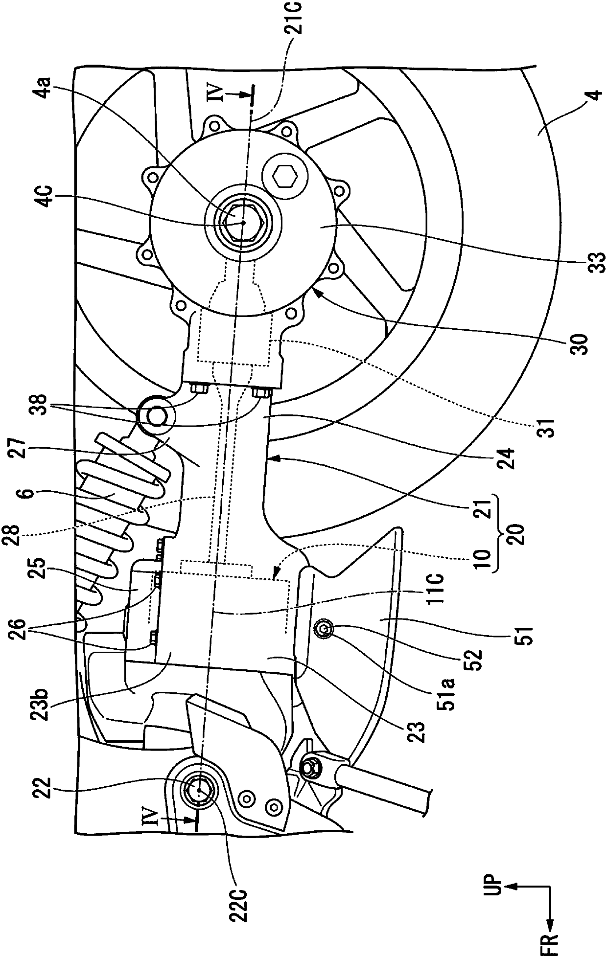 Swing arm structure for saddle riding electric vehicle