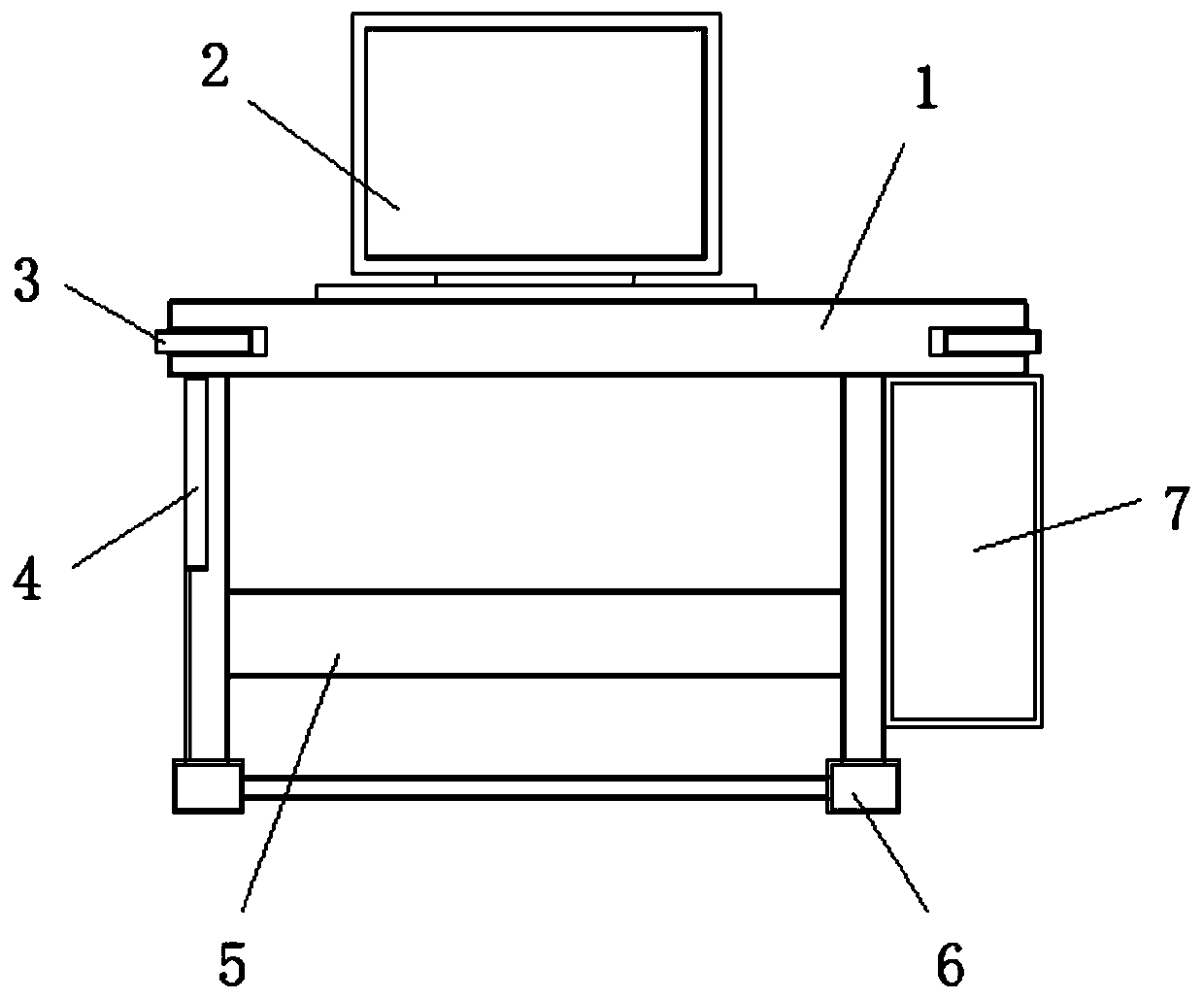 Computer room desk for computer teaching and computer dust removal device