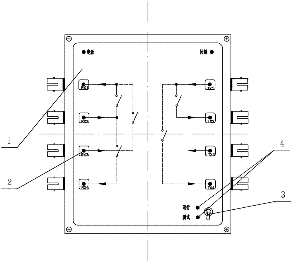 Working method of optical path switching interface mechanism for optical fiber channel test of relay protection device