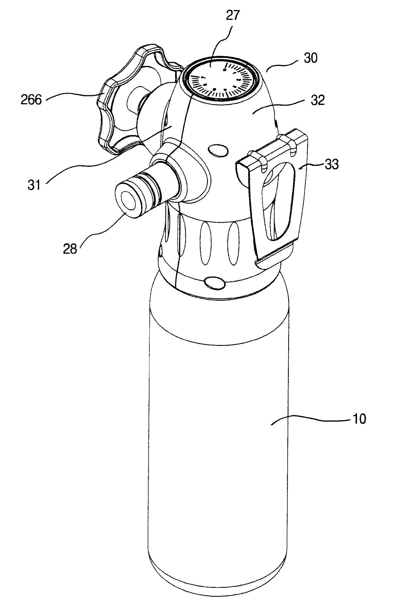 Portable device for supplying compressed CO2 from a pressure vessel to a pneumatic tool