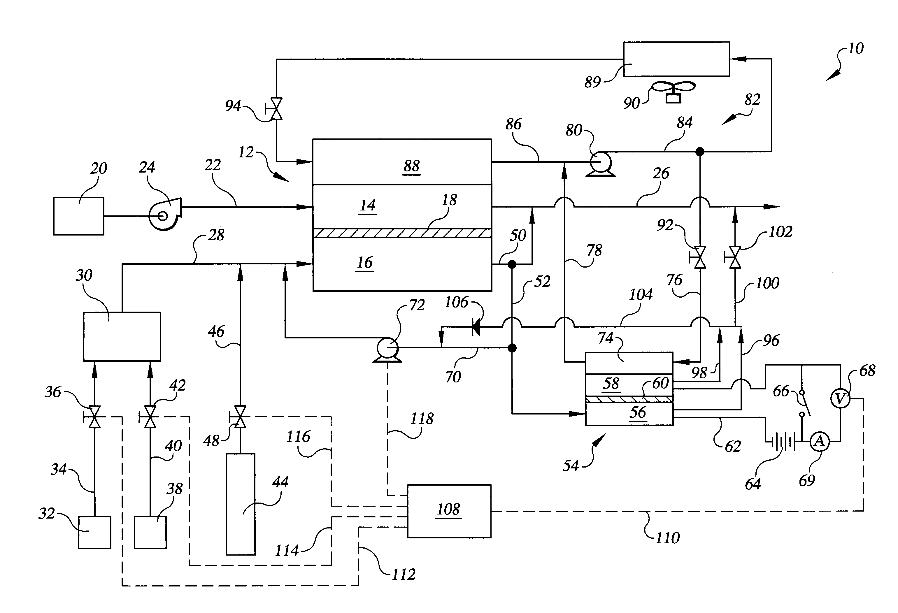 Fuel cell power plant having a fuel concentration sensor cell