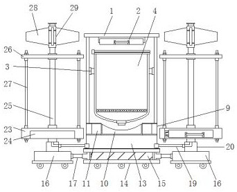 An integrated device for a garden with a garbage can and a flower stand that can be solidly separated