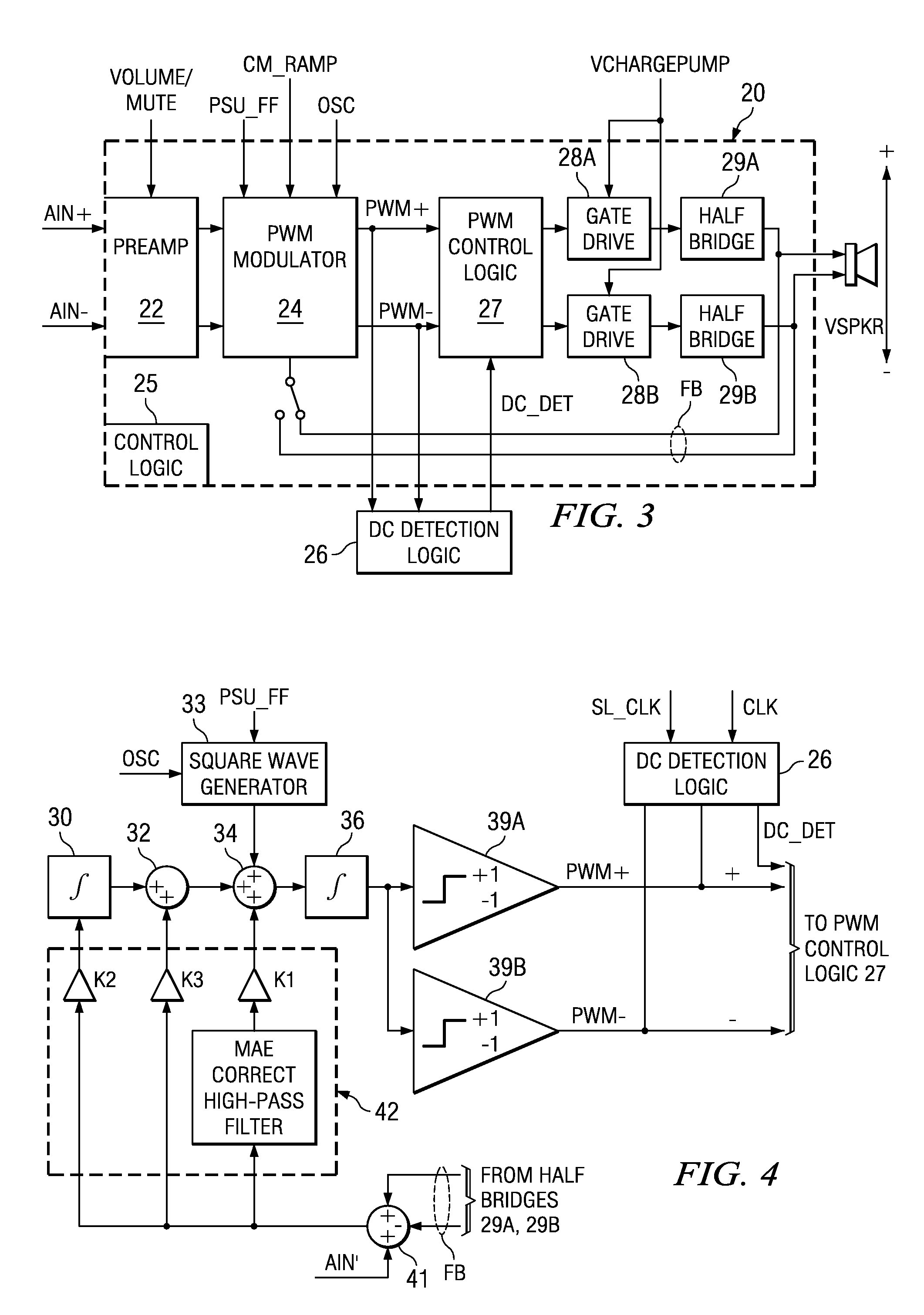 Detection of DC output levels from a class D amplifier