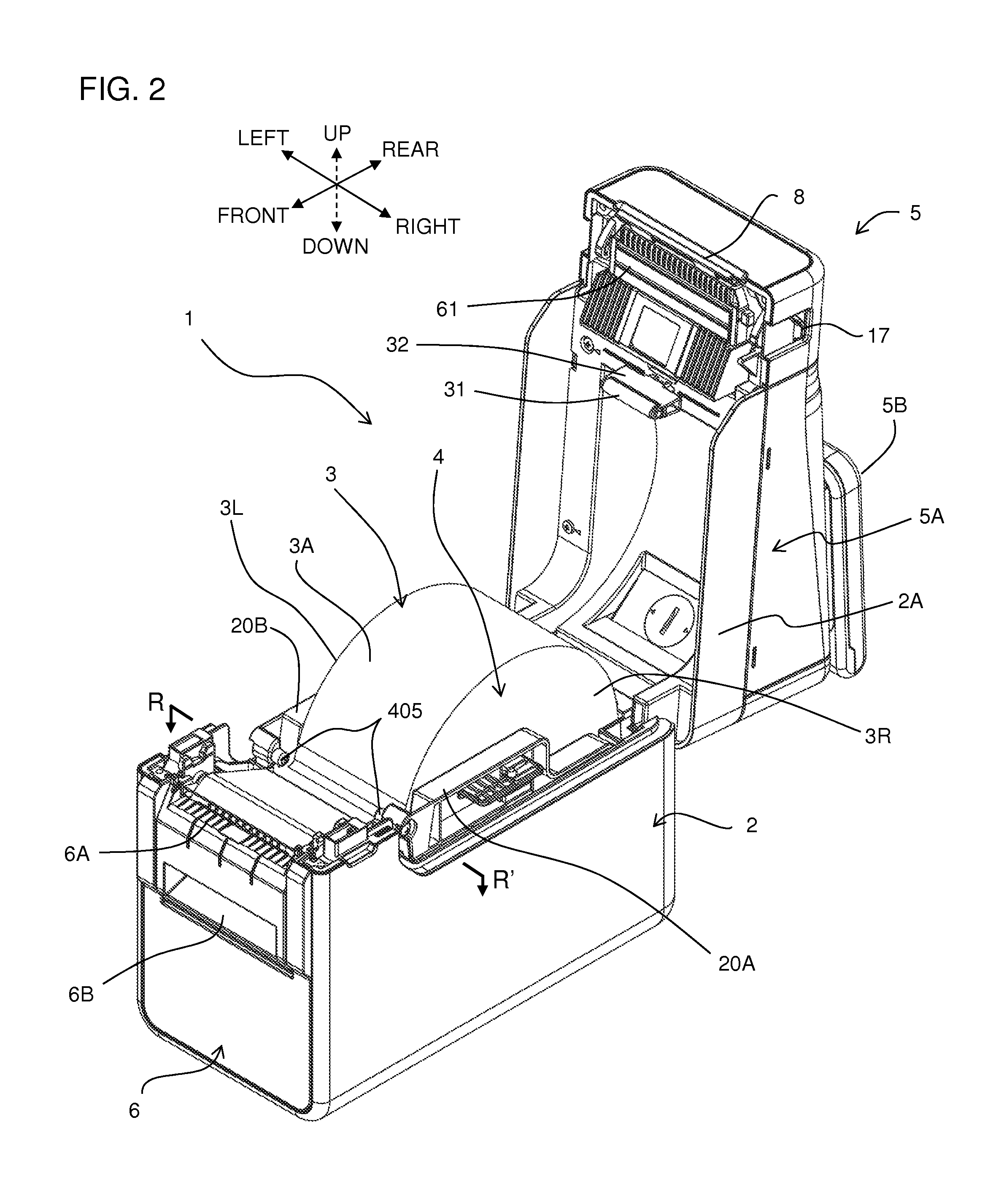 Printer with pair of tape roll guide members having a recessed part for housing a pressing roller
