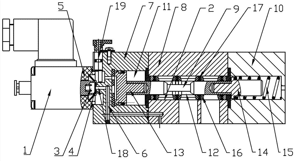 Pilot-operated electromagnetic directional valve