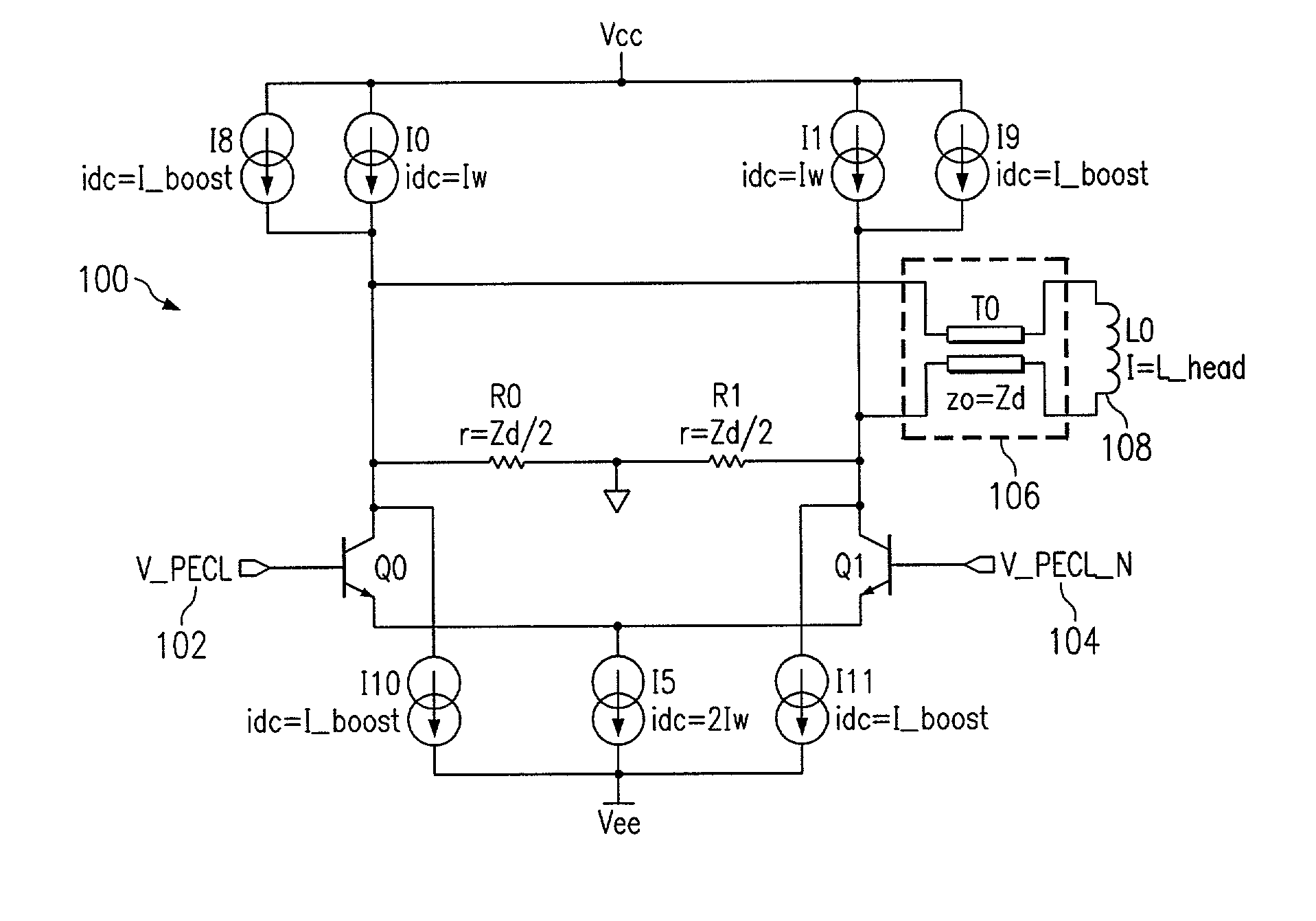 Circuit and method to match common mode flex impedance and to achieve symmetrical switching voltage outputs of write driver