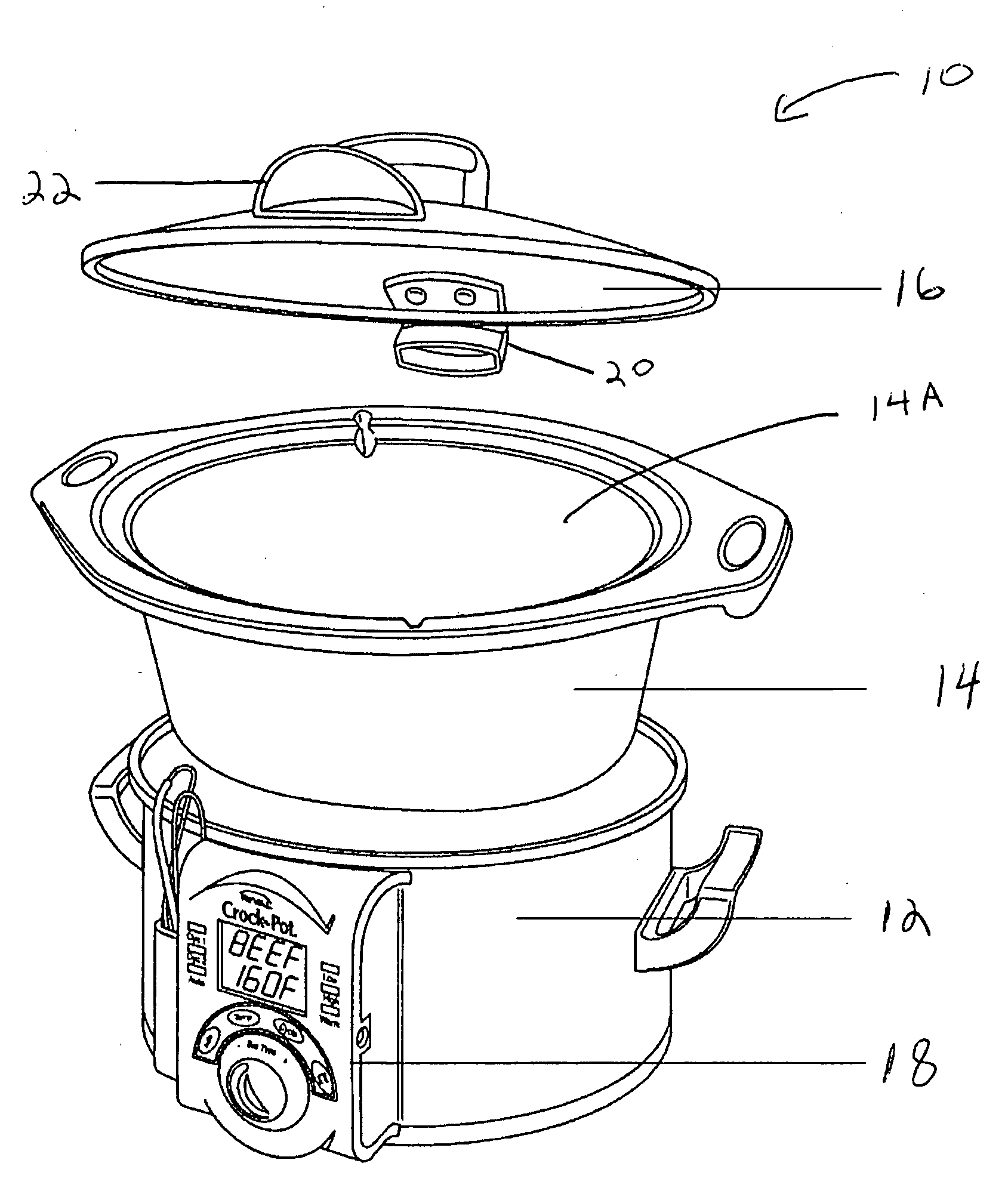 Cooking apparatus with temperature probe and hinged lid