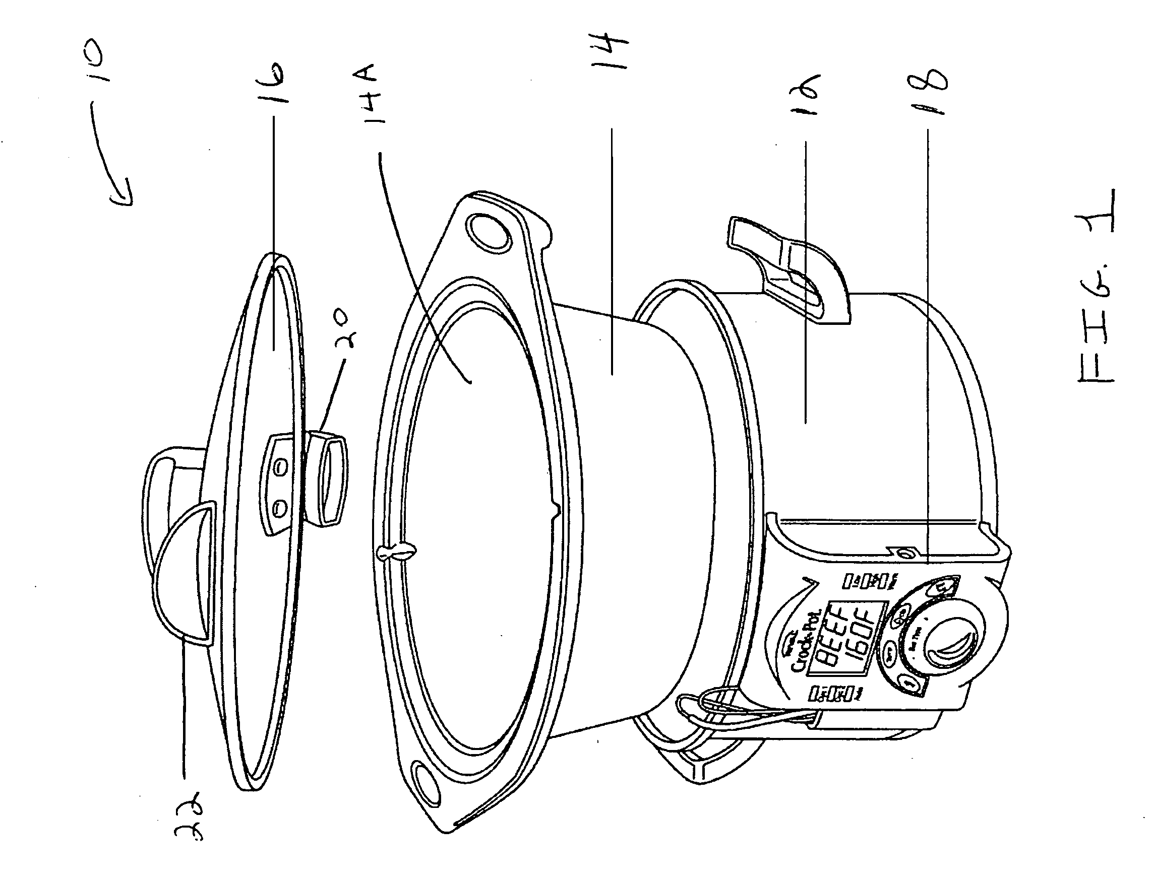 Cooking apparatus with temperature probe and hinged lid