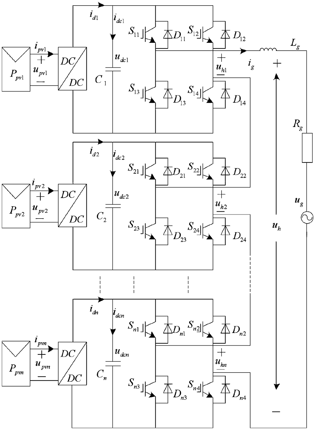 Voltage equalizing control method for cascaded two-stage inverter