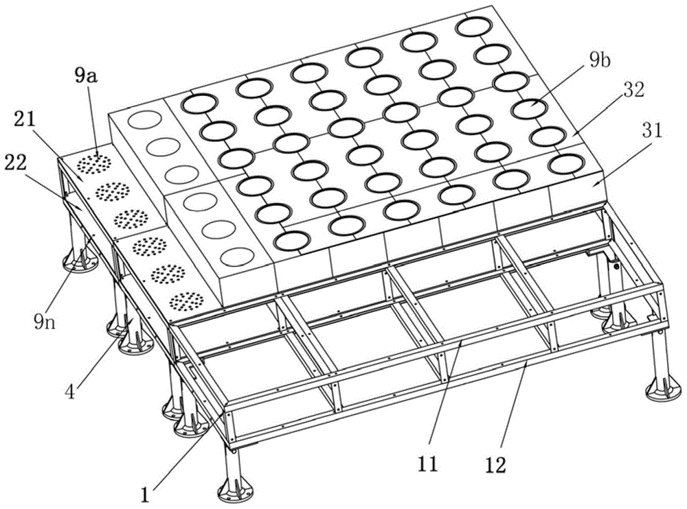 Roof greening frame body and production method thereof