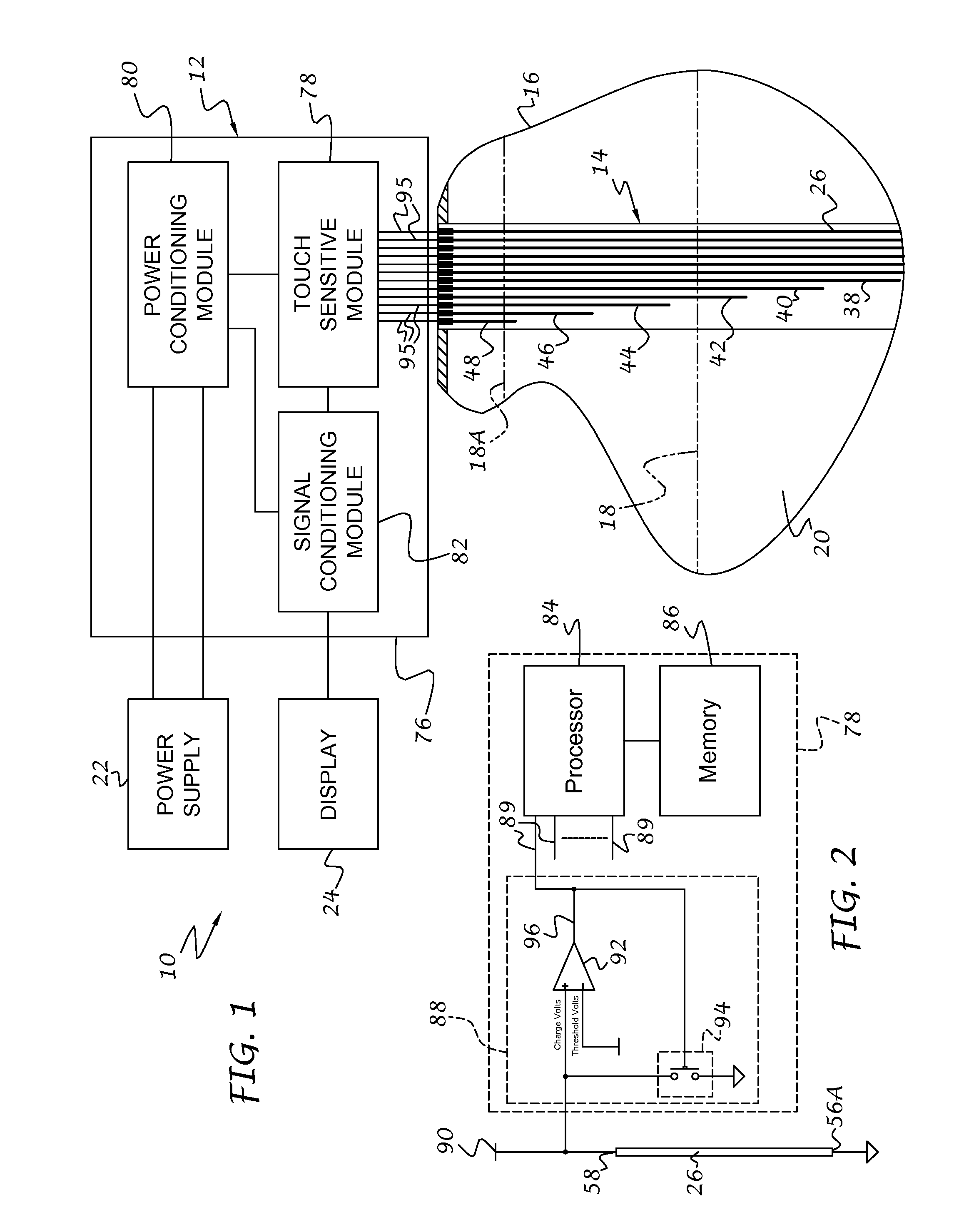 Capacitive sensor assembly for determining relative position