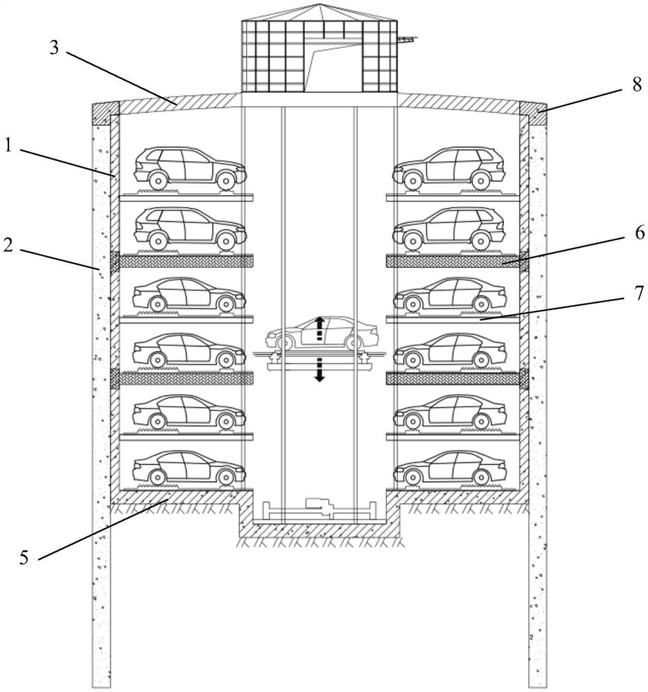 Construction method of shaft type underground stereo garage