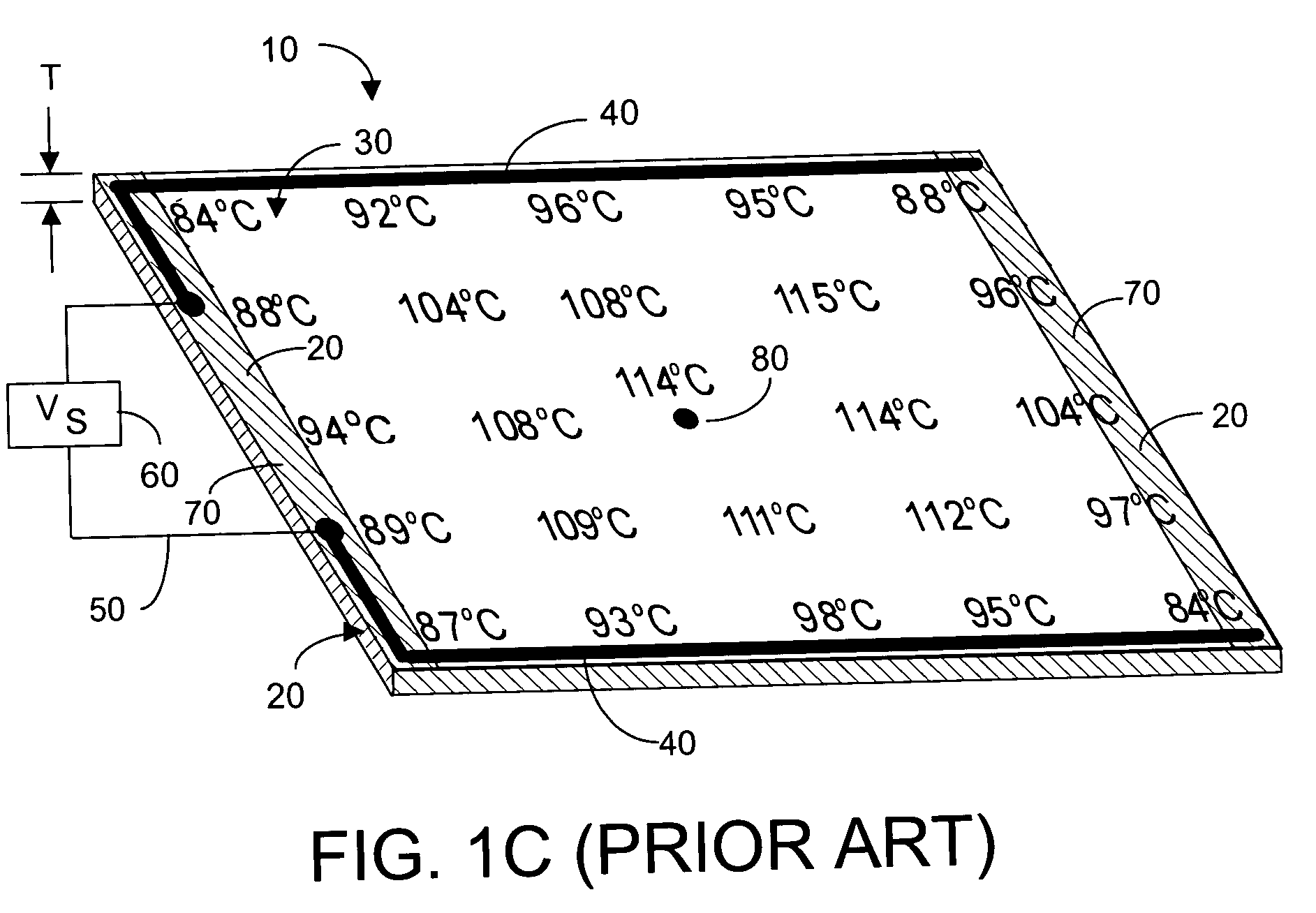 Structure and method to compensate for thermal edge loss in thin film heaters