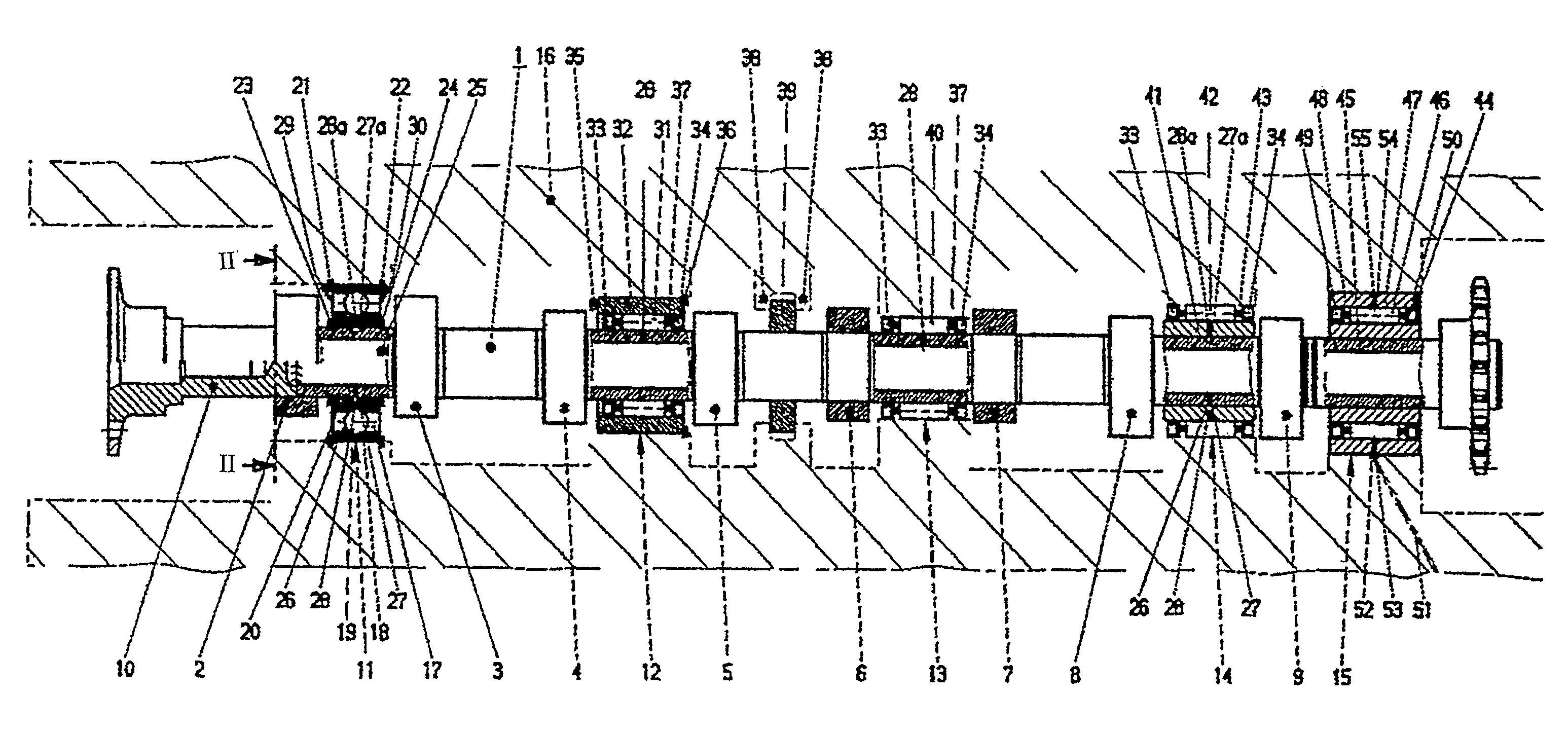 Shaft with functional bodies such as camshafts for internal combustion engines, method of producing them and engines equipped therewith