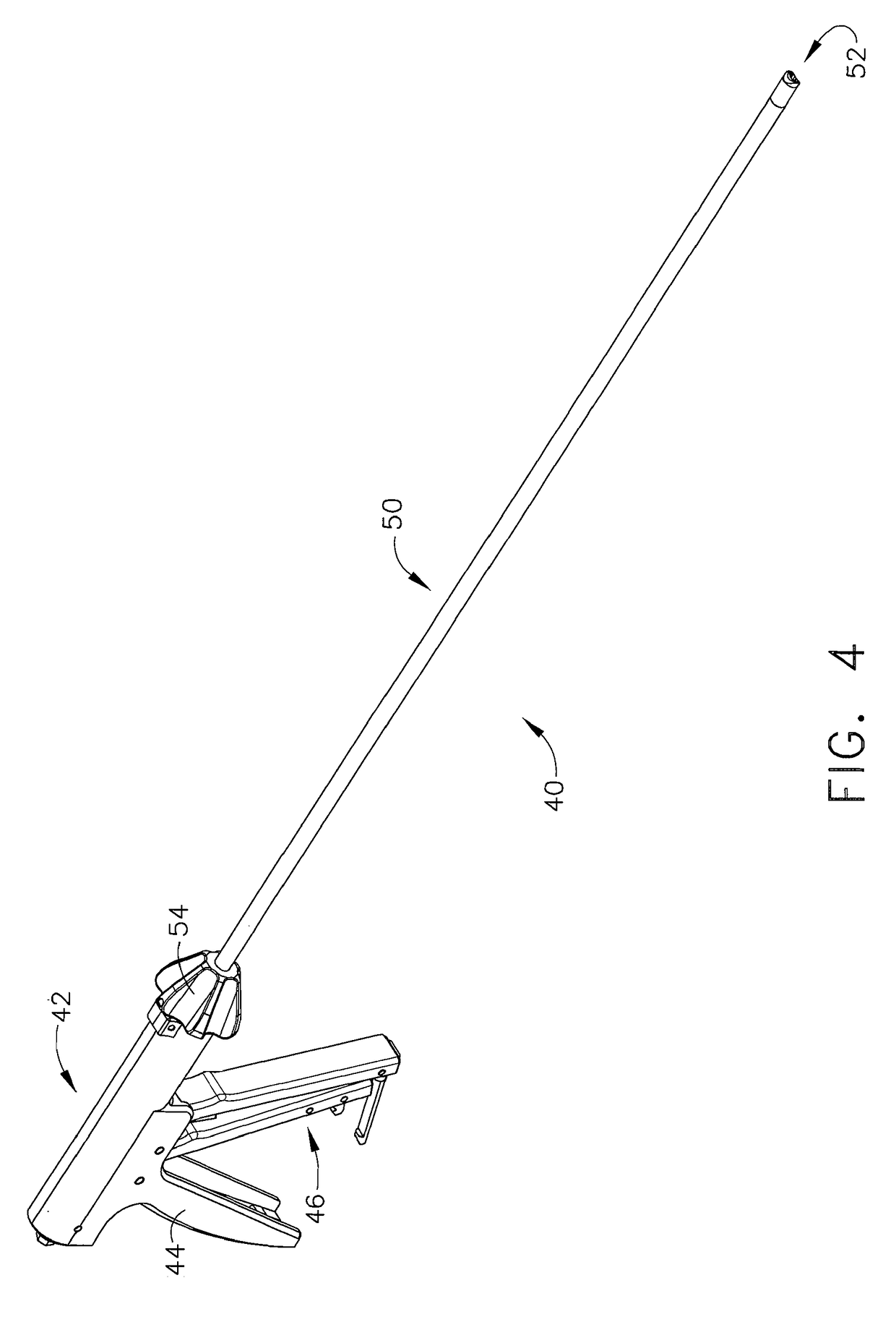 Surgical stapler for applying a large staple through a small delivery port and a method of using the stapler to secure a tissue fold