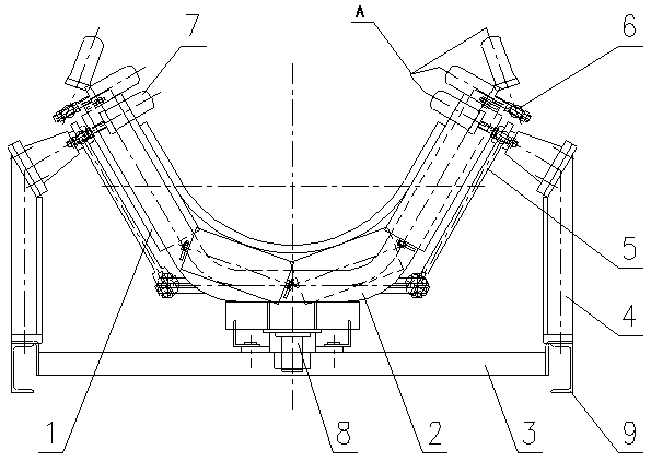 A staggered automatic deviation correction device for belt conveyor