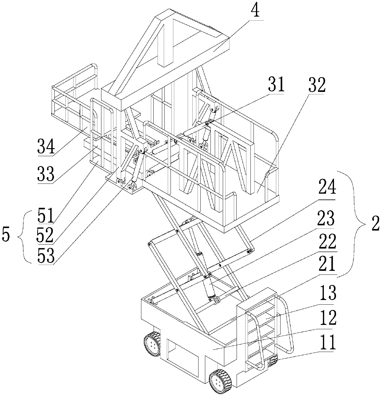 Maintenance platform of stretching-type bullet train windshield wiper