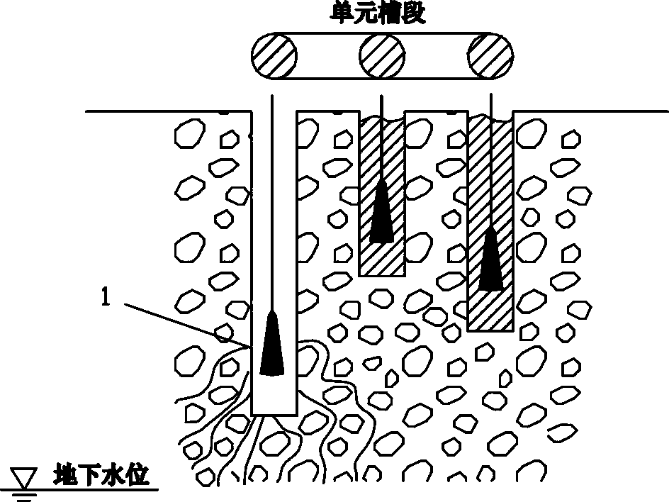 Handling method for diaphragm wall slotted hole cement grout leakage