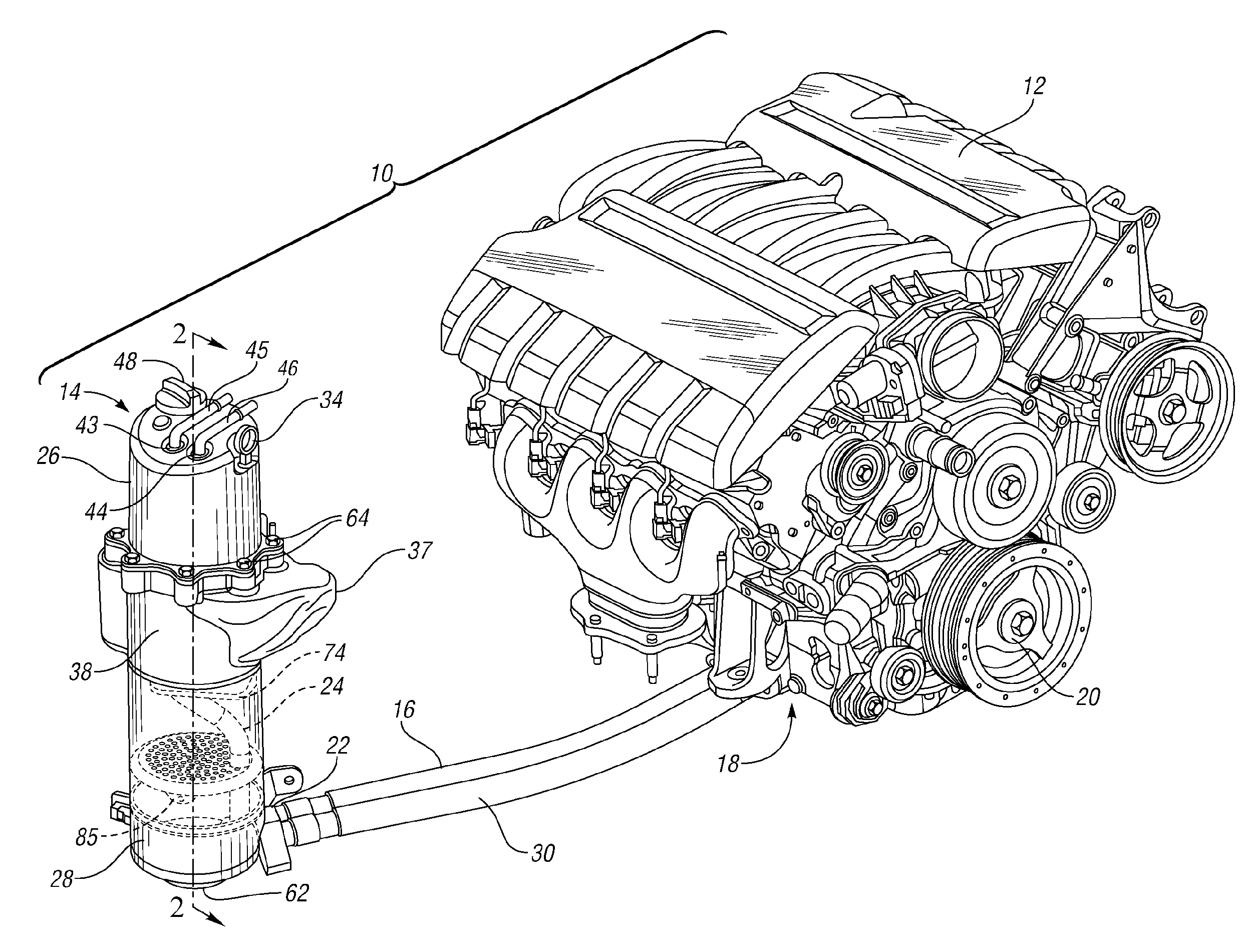 Dry sump oil tank assembly for a vehicle
