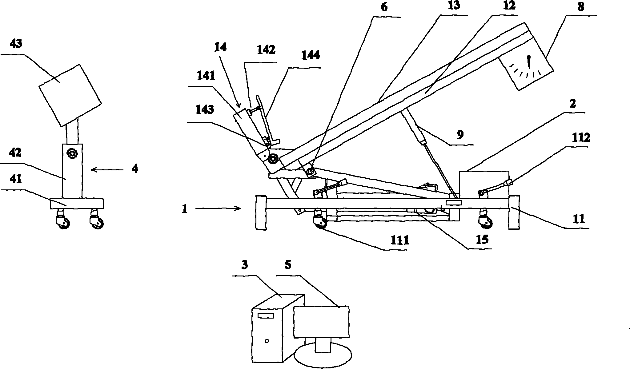 Static balance assessing training method in back-supporting and weight-reducing mode