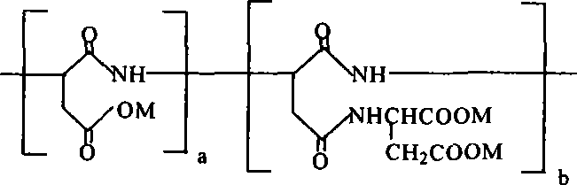 Biodegradable scale inhibitor-carboxylic acid base-containing poly-asparagic acid derivant and method for producing the same