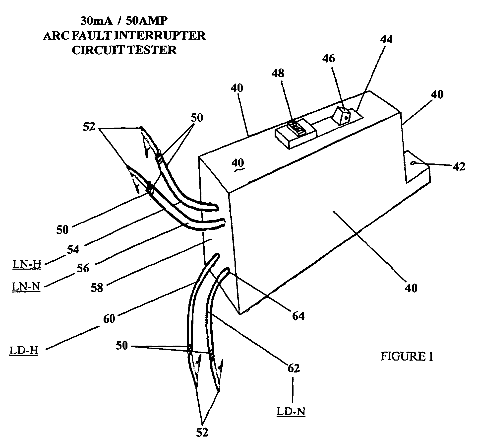 Arc fault and ground fault circuit interrupter tester apparatus and method