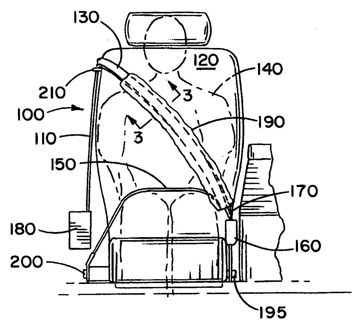 Seat belt system including an airbag