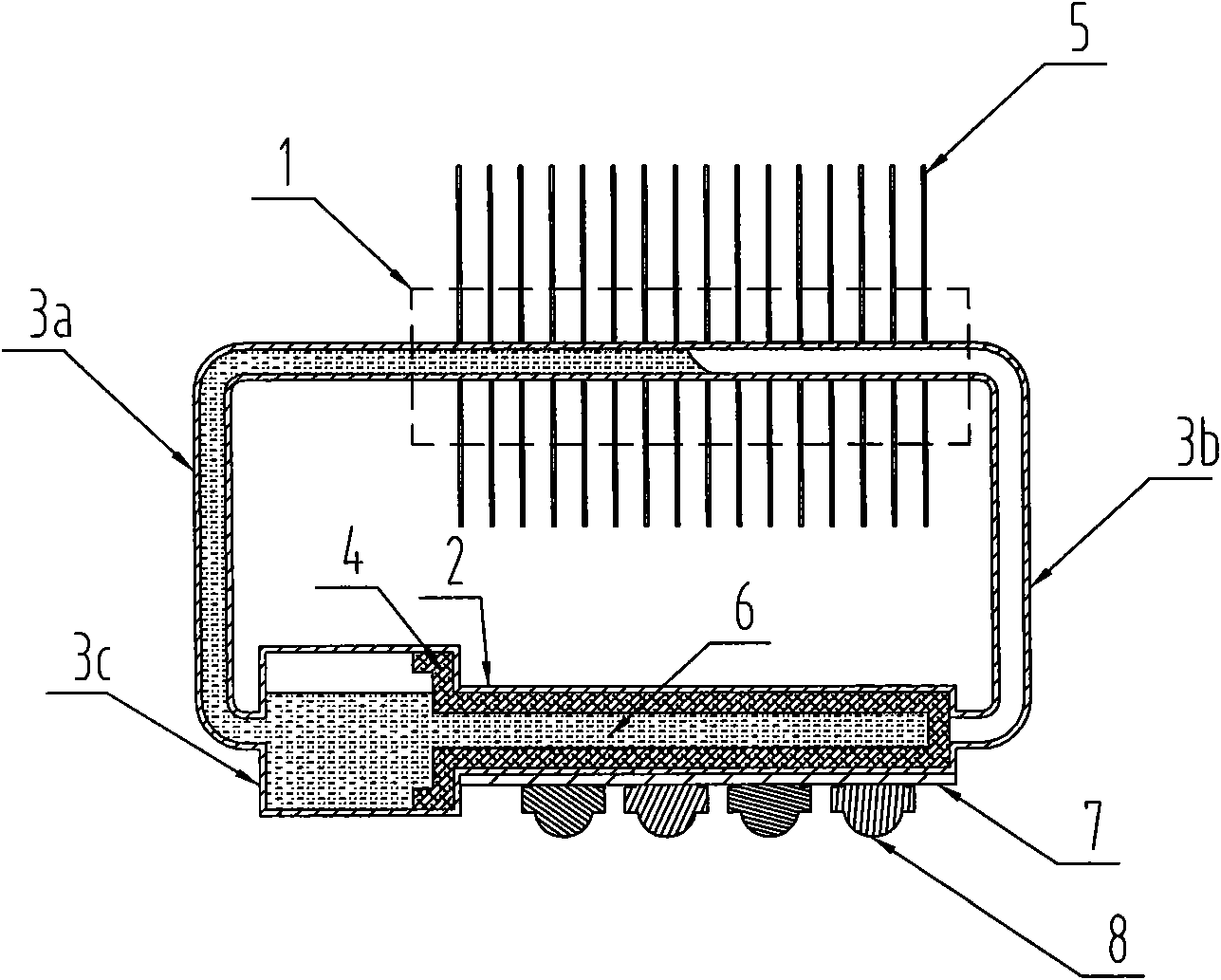 Heat radiation device for loop heat pipe with enhanced evaporation section used in LED lamp