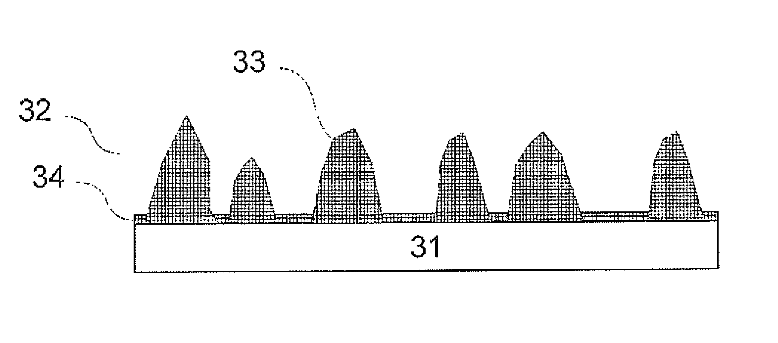 Organic light emitting device with roughening layer and method of producing
