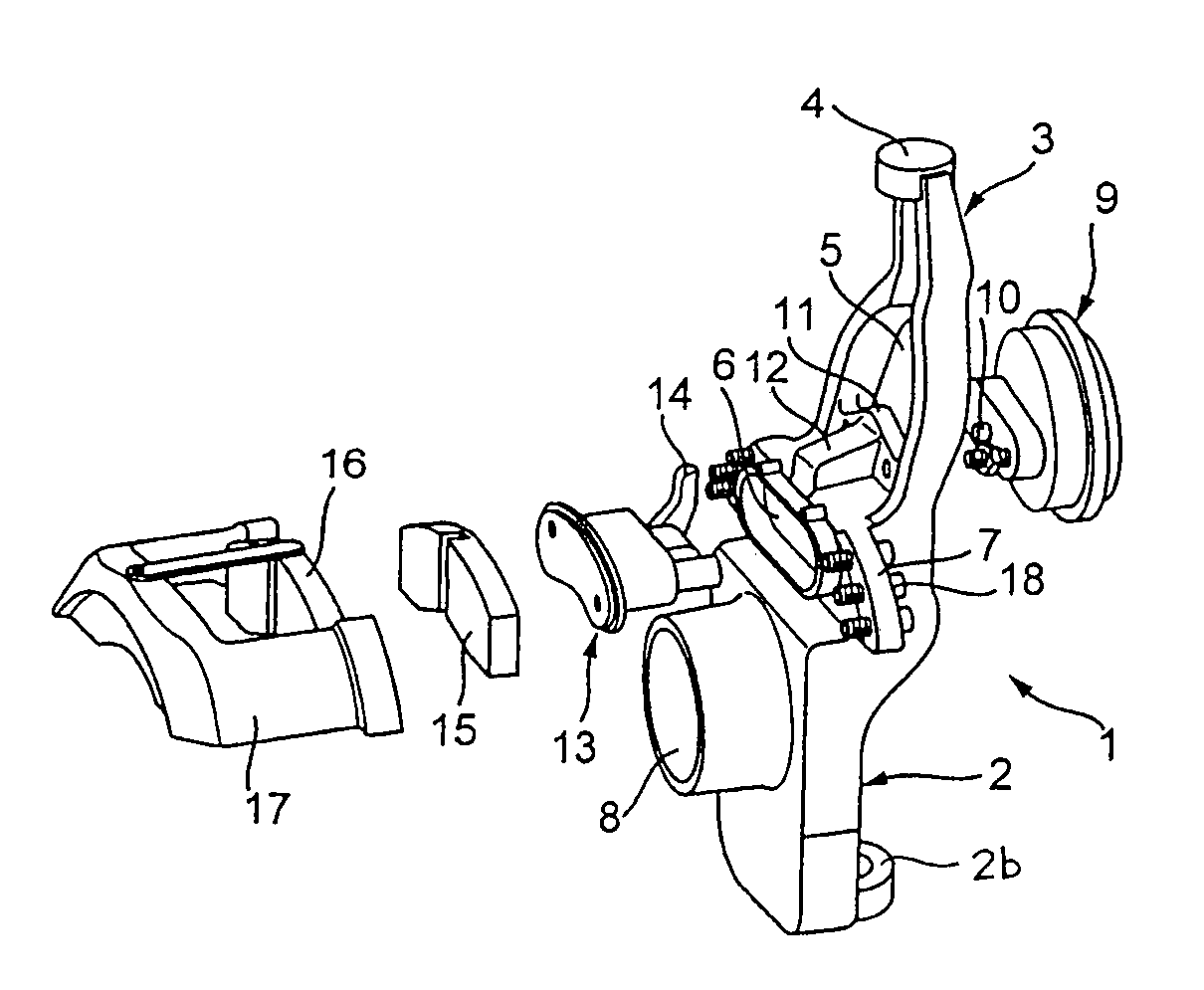 Wheel carrier unit comprising an integrated brake application unit