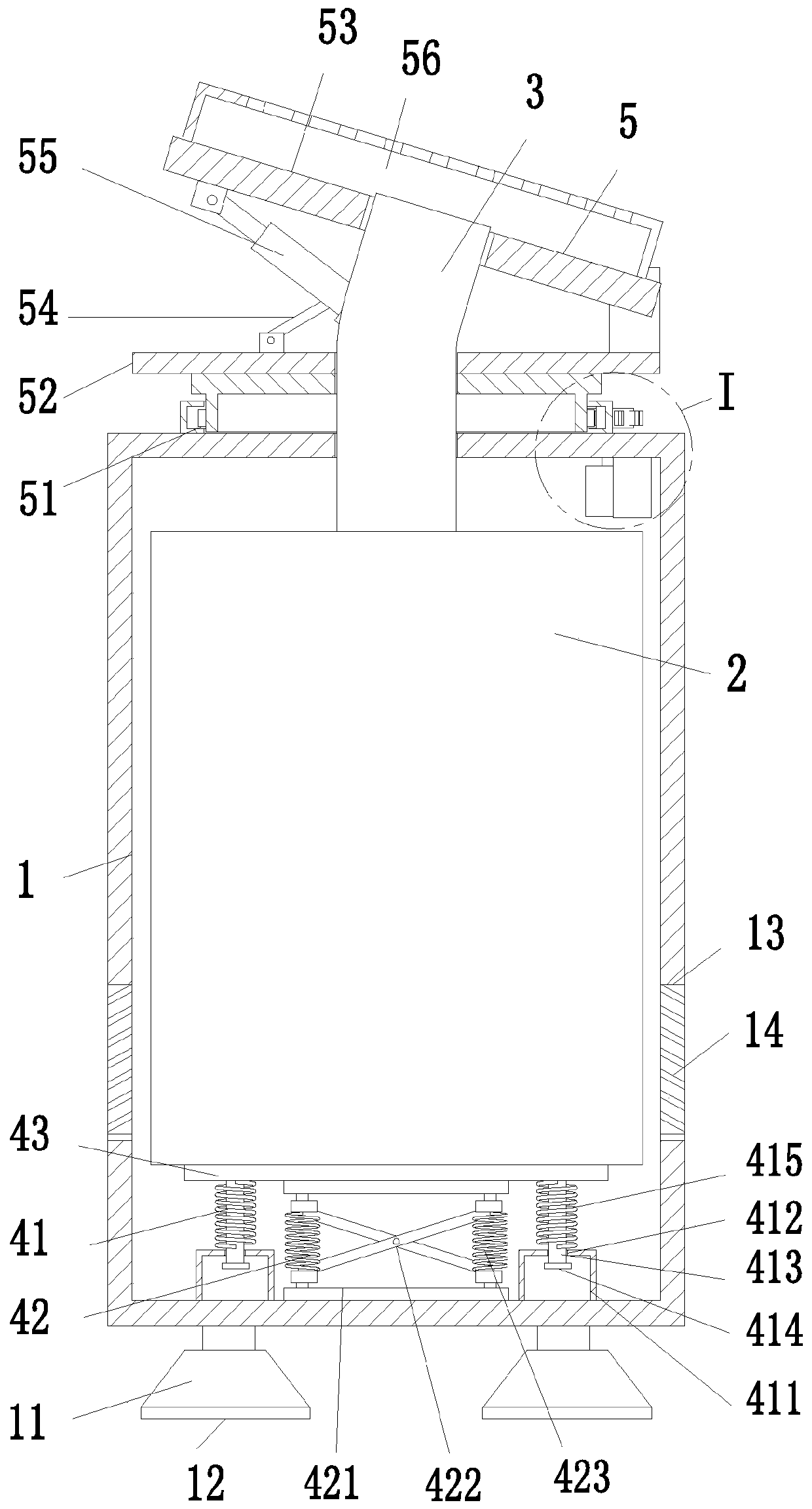 An adjustable angle shock-absorbing dehumidifier