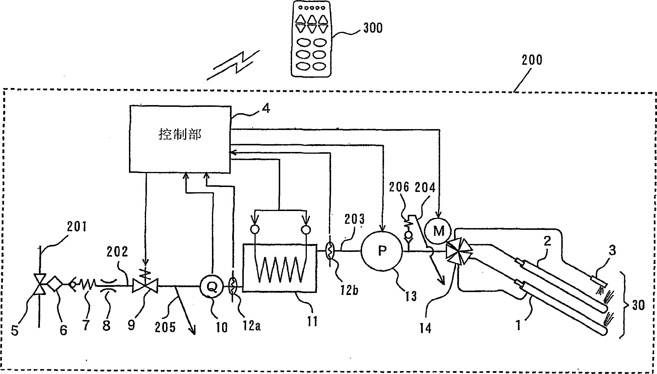 Nozzle device and hygienic washing device with same