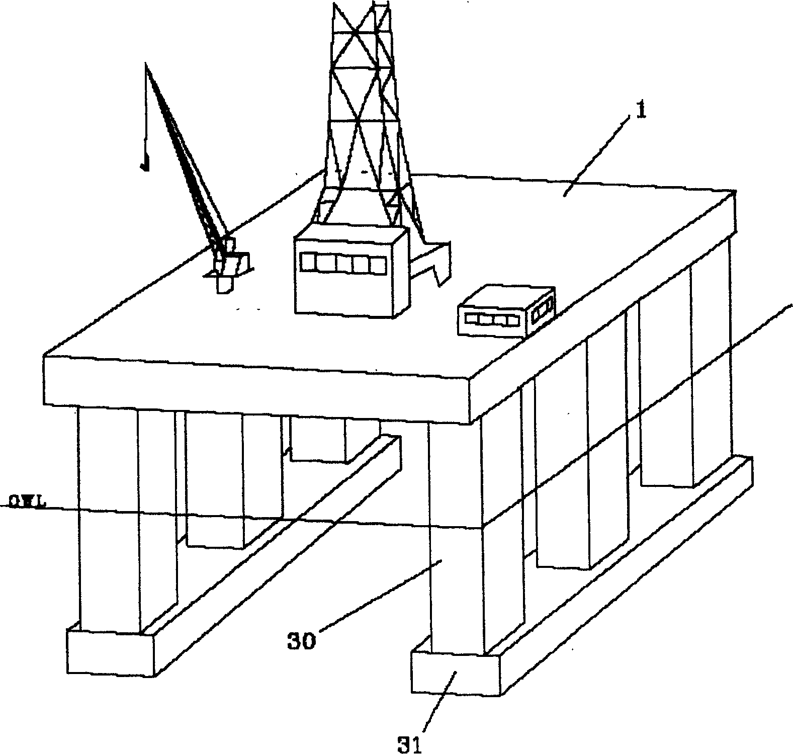 Floating semi-submersible oil production and storage arrangement