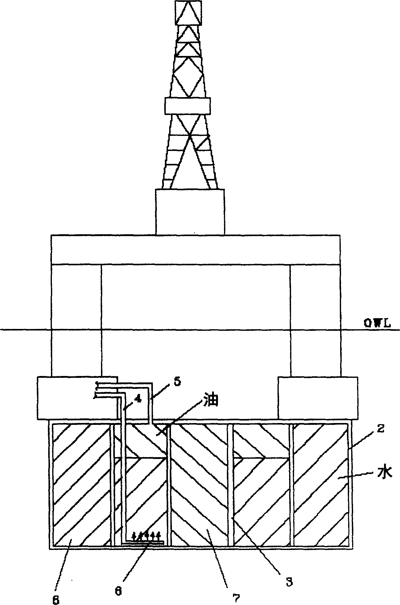Floating semi-submersible oil production and storage arrangement
