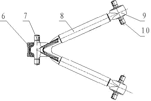 V-shaped thrusting rod assembly and assembling method thereof