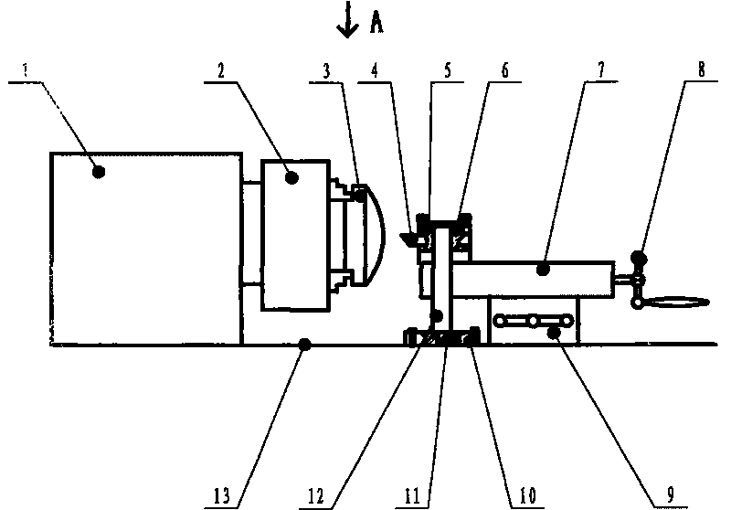 Technological equipment for turning spherical inside side surface and spherical outside surface with major diameters mutually matched on common lathe