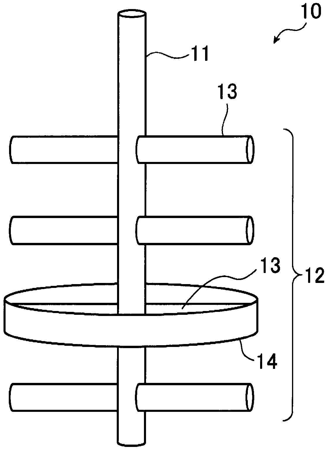 Molten glass stirring device