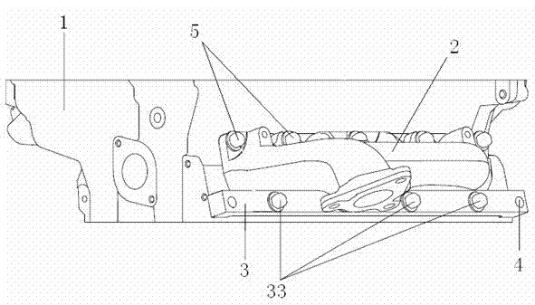 Exhaust manifold installation structure and method for assembling and disassembling same