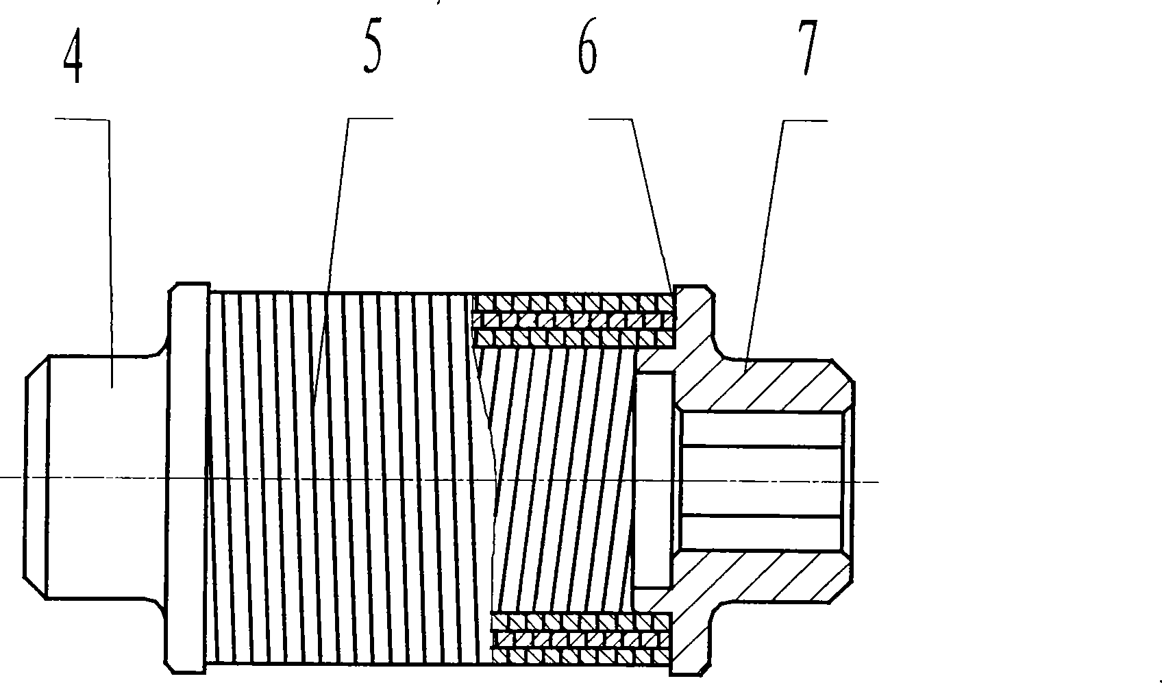 Composite spring type flexible clutch as well as welding method thereof
