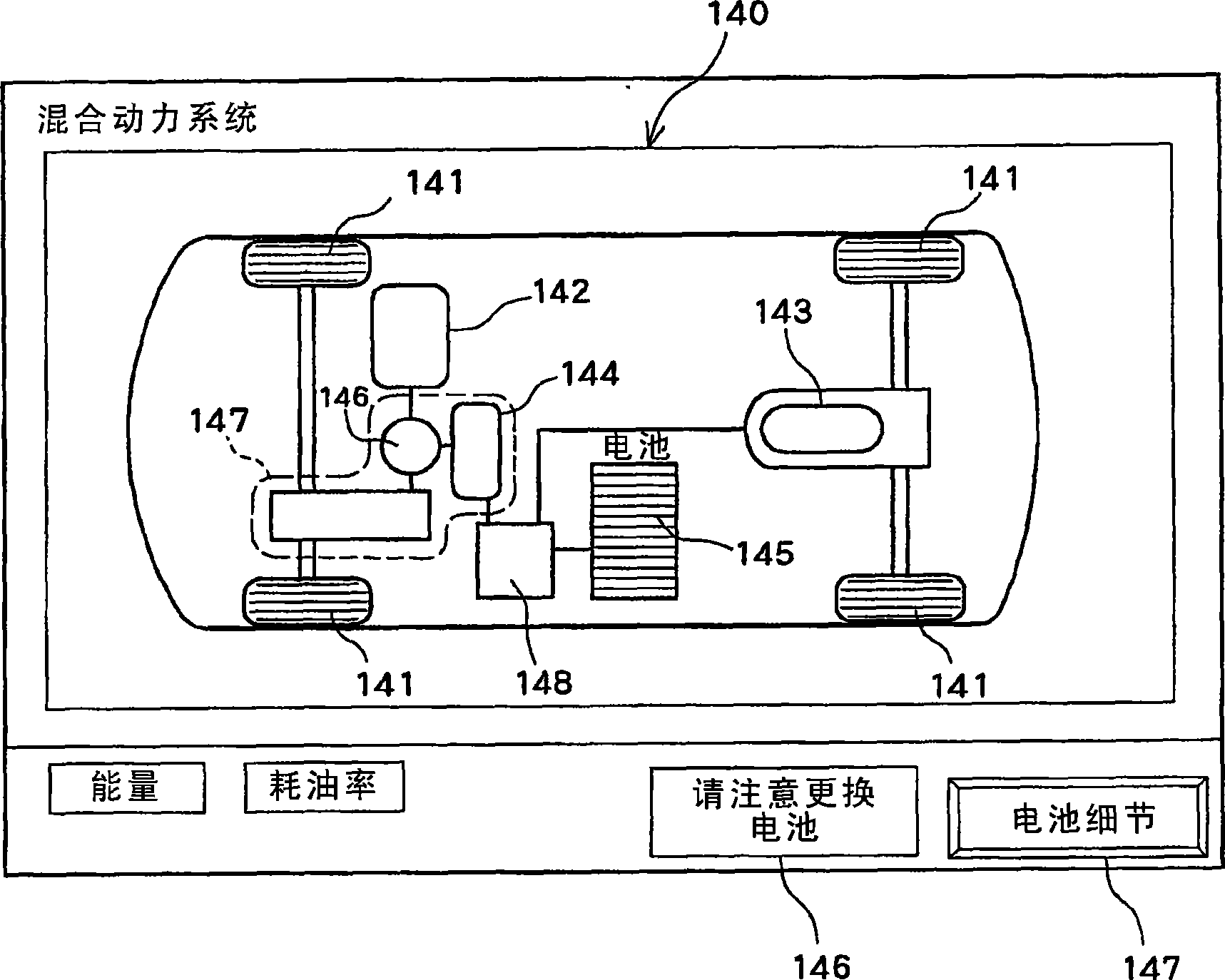 Hybrid vehicle battery information display device