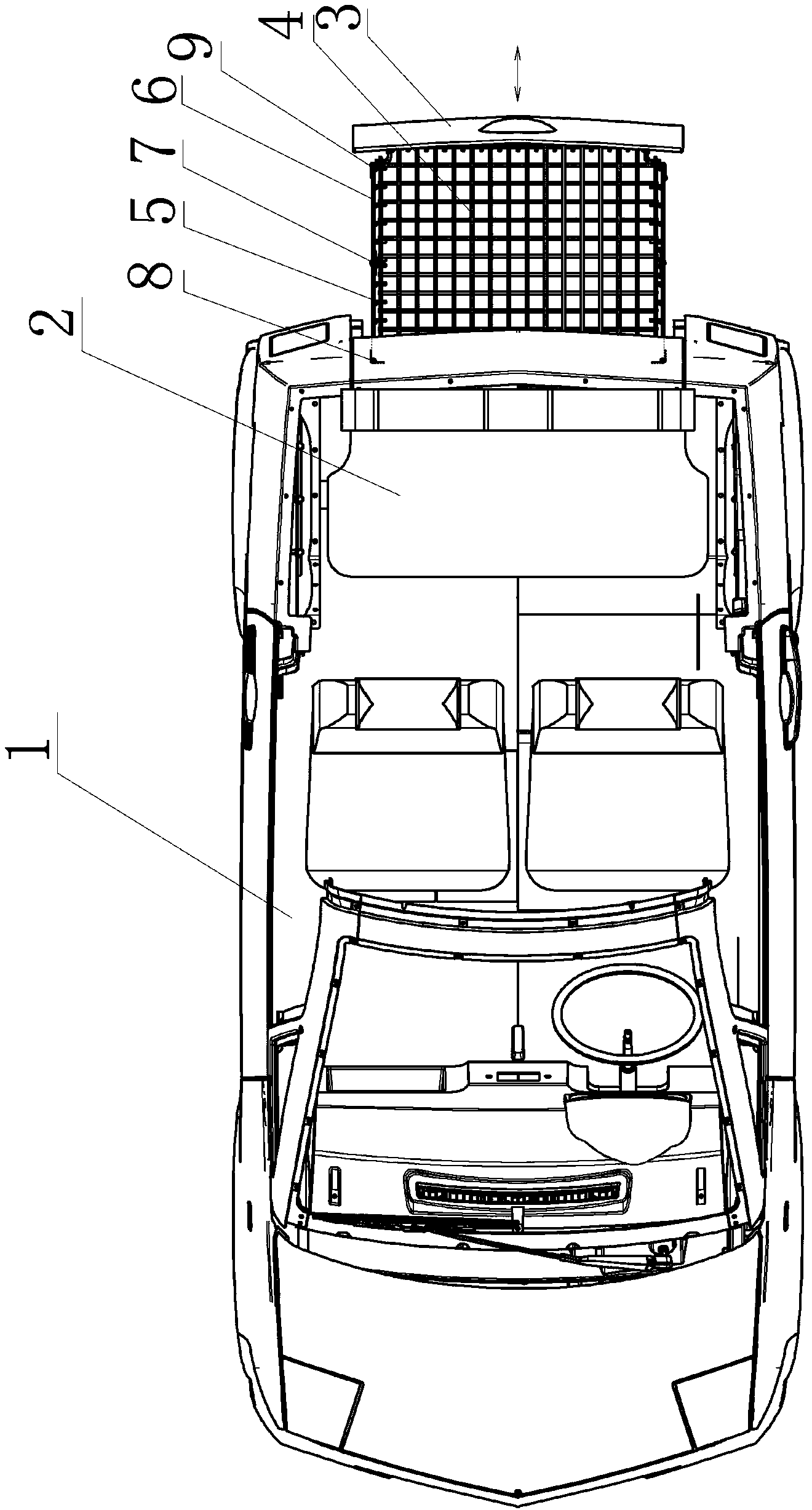 Double-row electric vehicle with telescopic cargo hopper