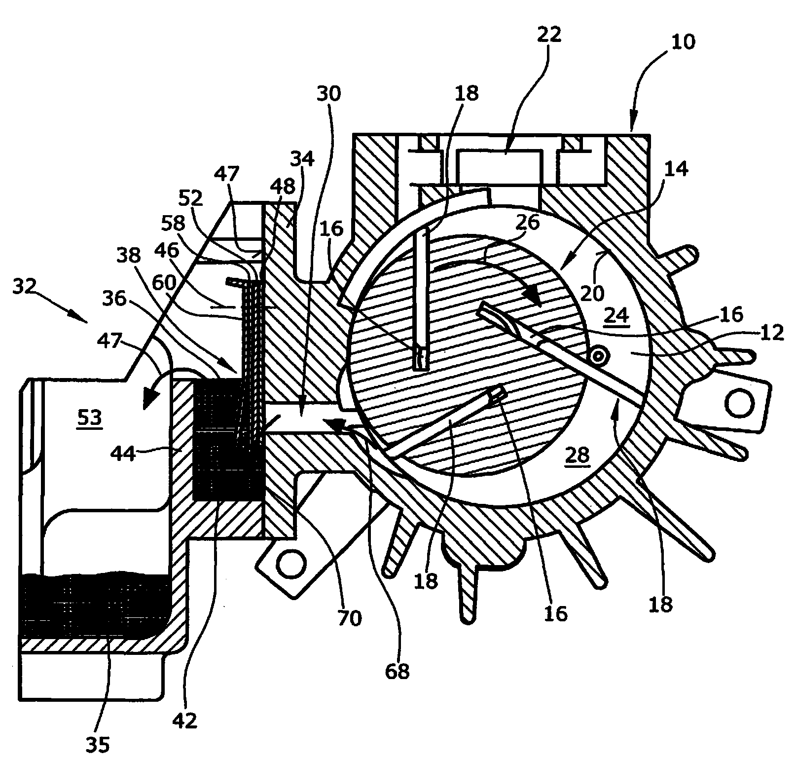 Vacuum-type rotary slide pump