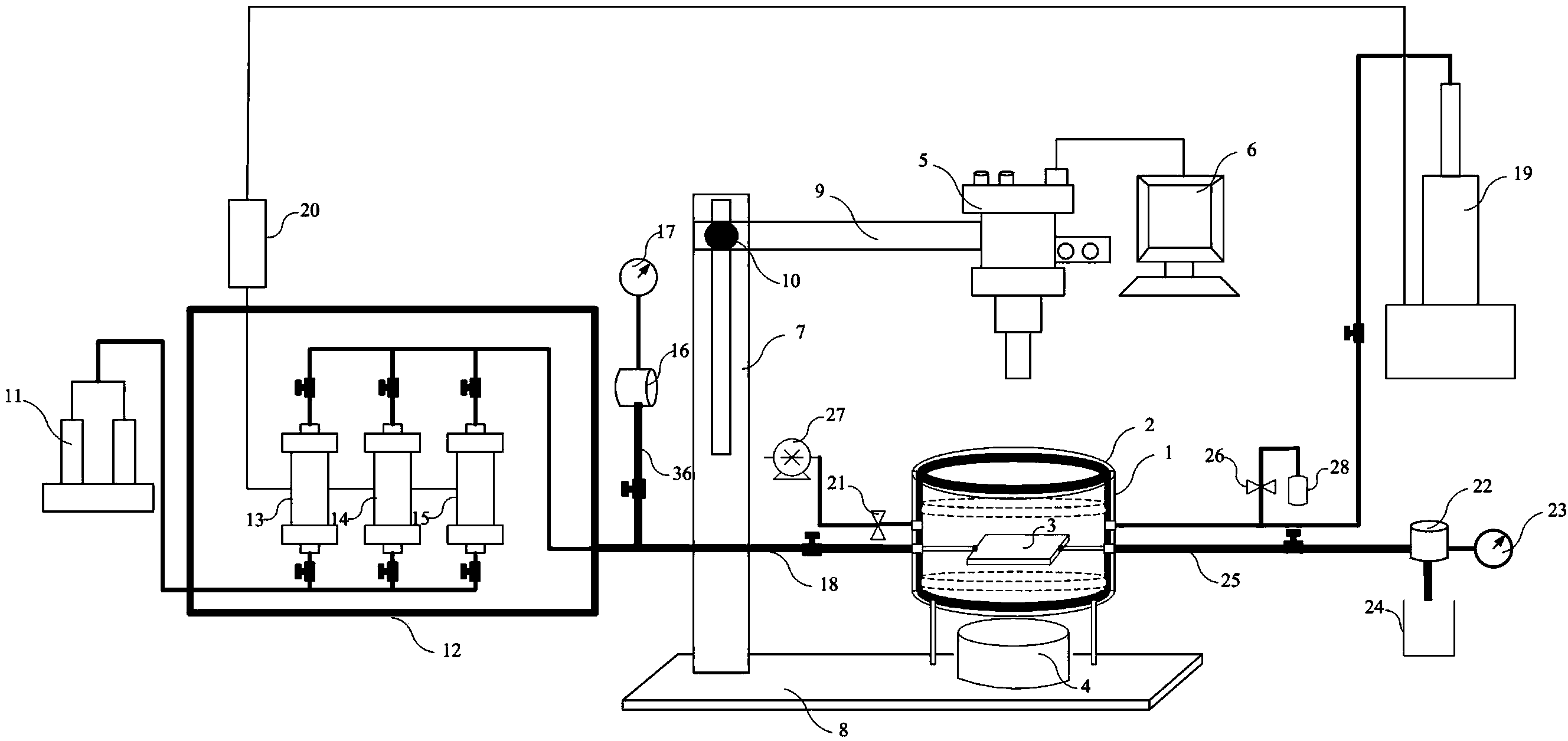 Two-dimensional microcosmic visual thickened oil replacement simulation experiment system and use method thereof