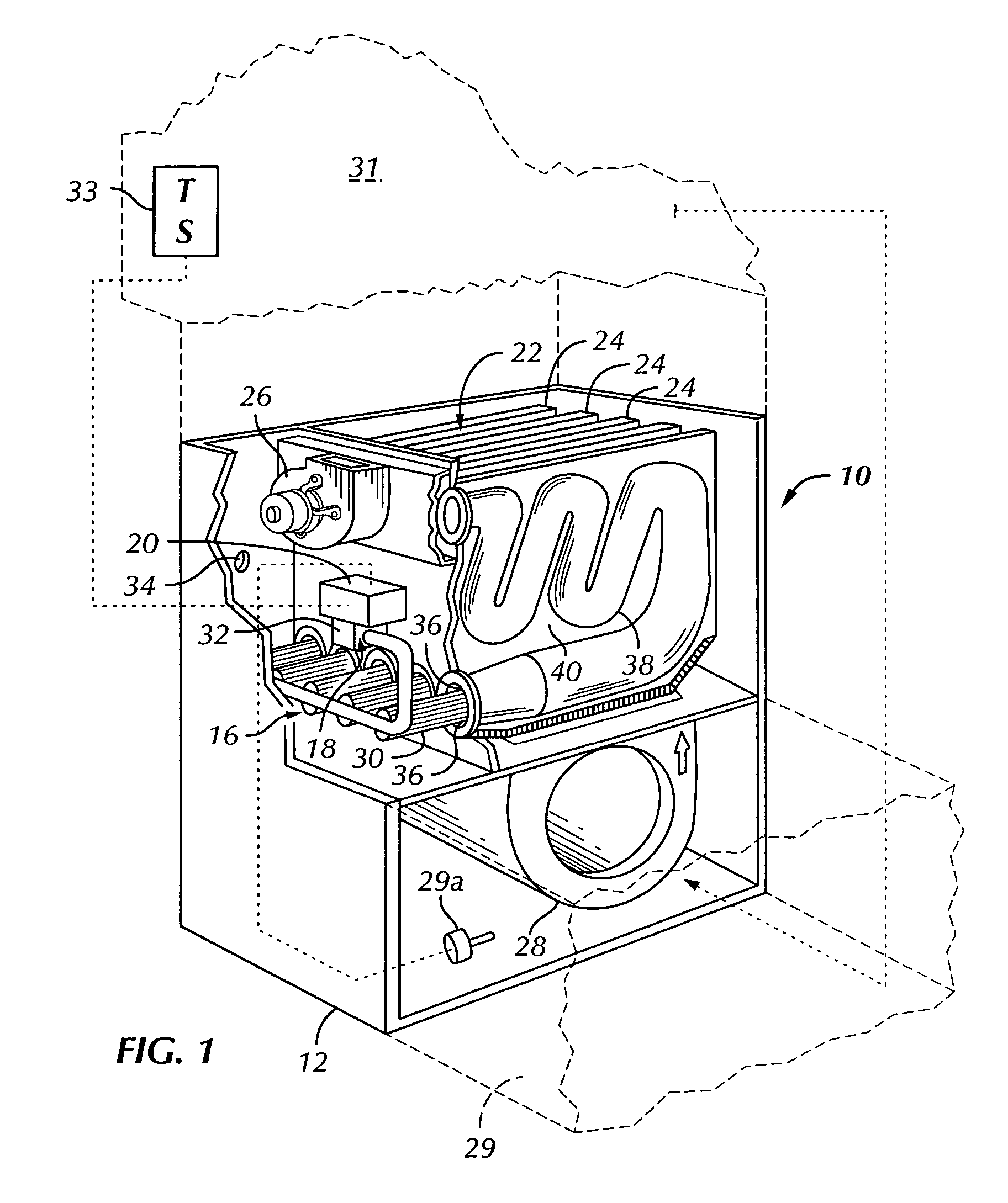 Multistage warm air furnace with single stage thermostat and return air sensor and method of operating same