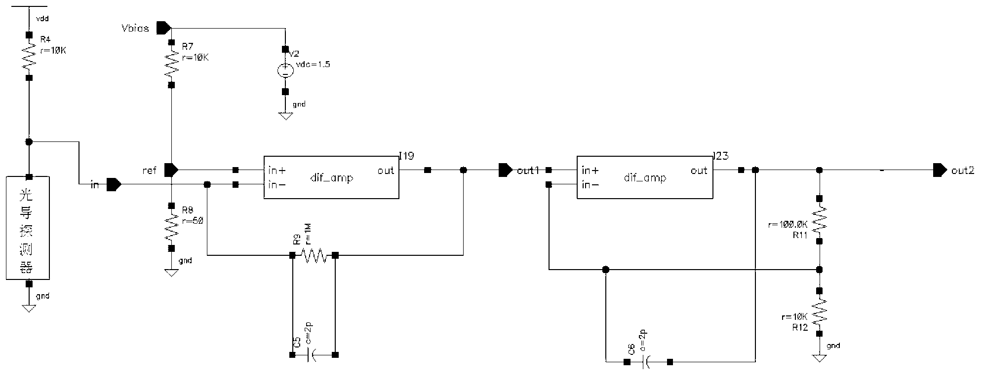 Complementary metal oxide semiconductor (CMOS) amplifying circuit matched with infrared low-impedance photoconductive detector