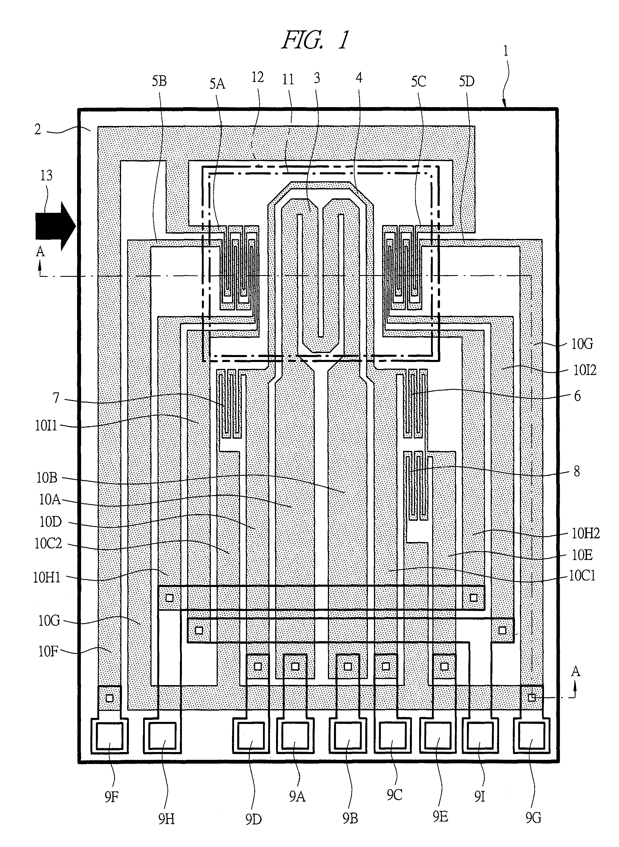 Thermal fluid flow sensor having stacked insulating films above and below heater and temperature-measuring resistive elements